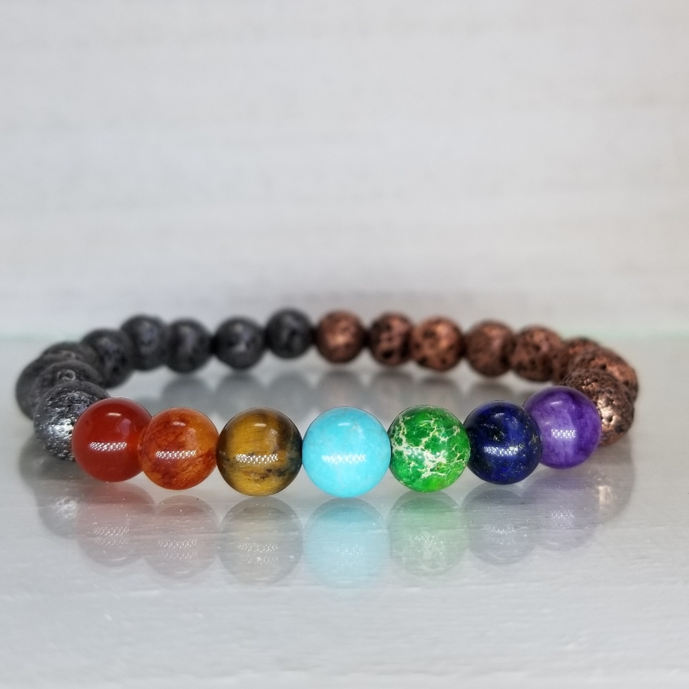 Rose & Gray Yin & Yang 7 Chakra Healing Bracelet